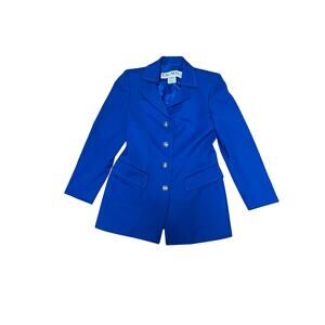 Escada Vintage Structured Blazer Blue Tailored Jacket Size 34 Power Suit